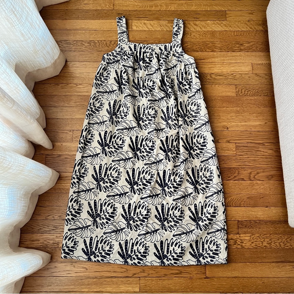 ANTHROPOLOGIE Embroidered Leaf Print Dress